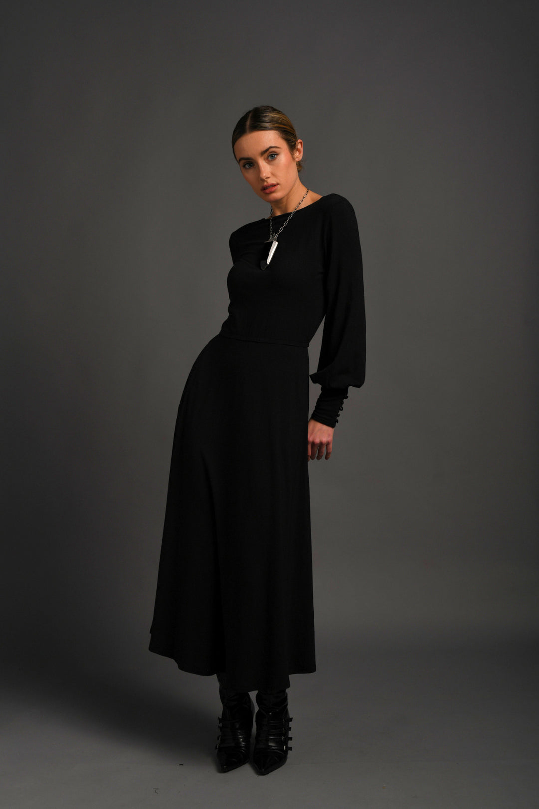long bishop sleeve dress Veronica Beard Seneca Bishop-Sleeve Midi Dress | Dove White