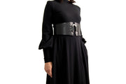 black goth gothy gothic edgy dark alt fashion tencel sustainable organic cotton ethical clothing womenswear vegetable tanned leather silver belt