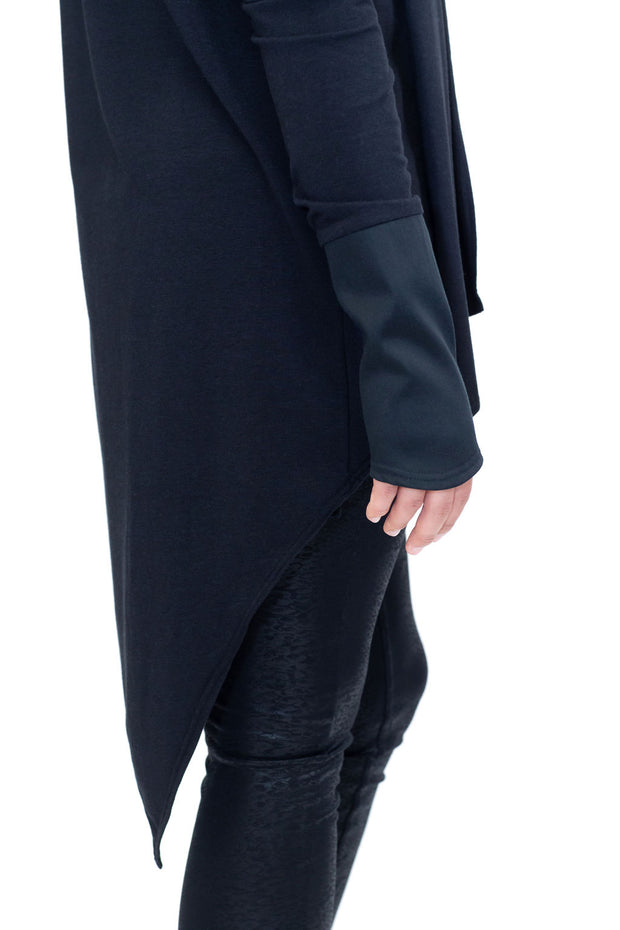 black goth gothy gothic edgy dark alt fashion jacket long sleeves asymmetrical silver zipper
