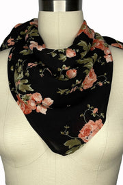 black goth gothy gothic edgy dark alt fashion tencel sustainable organic cotton ethical clothing womenswear peach pink floral scarf